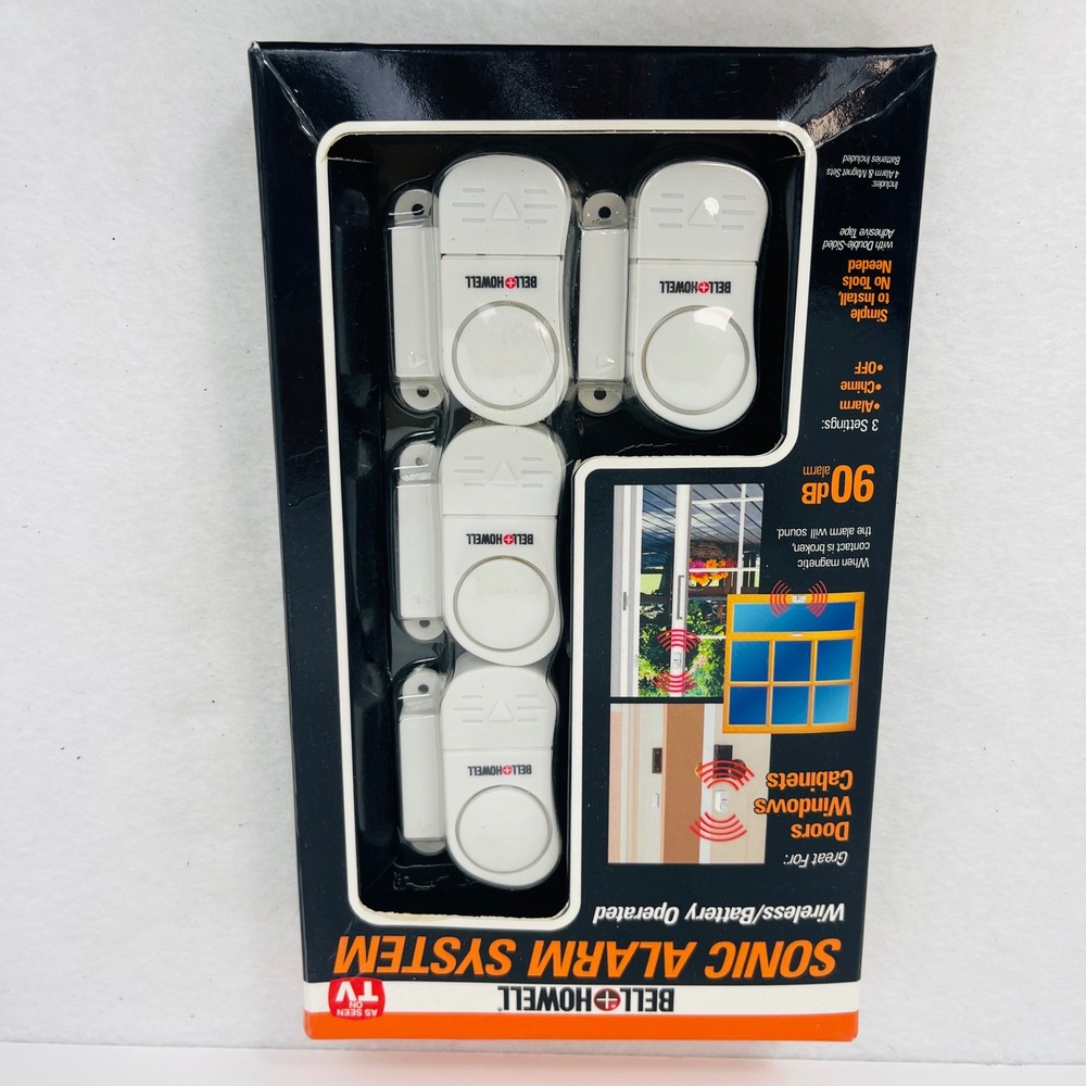 Bell Howell Sonic Alarm System 4 Pack Wireless Door Window 90dB Magnetic Sensor
